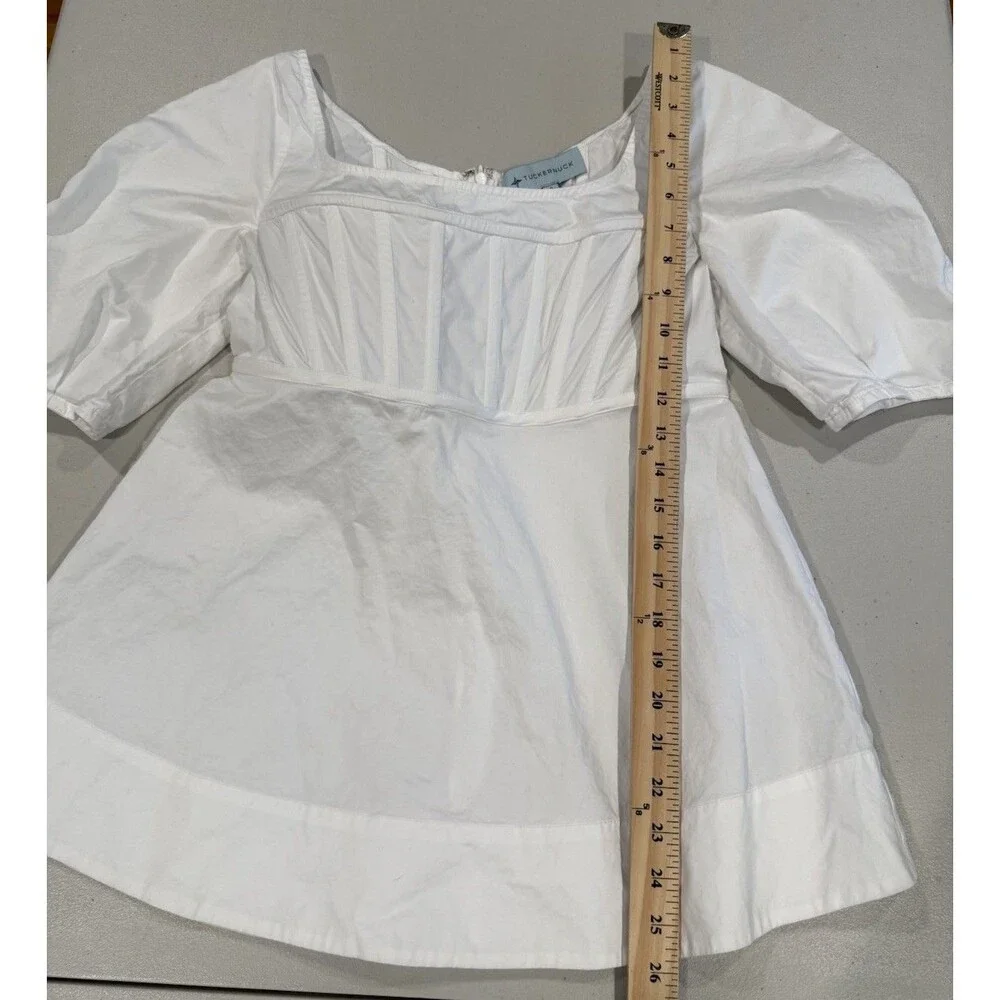 Tuckernuck Nealy Puff Sleeve Corset Top Small Boning Preppy Cottage Regency